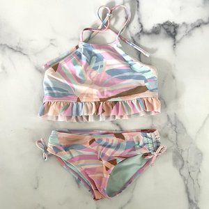 Raisins Girls Two Piece Bikini Set, Tropical Pastel, Size 8